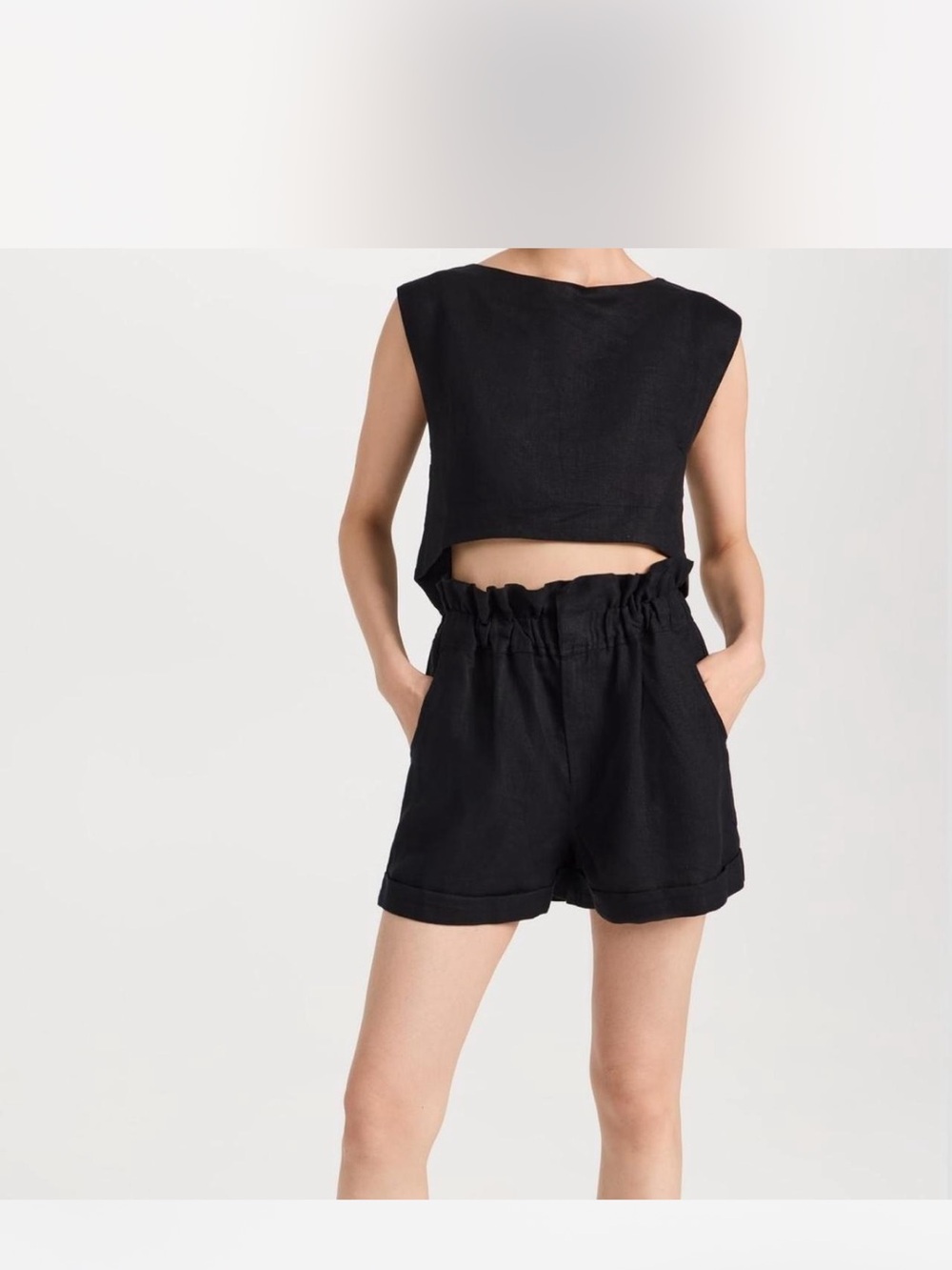 Possè Women’s Black Paperbag Waist Shorts